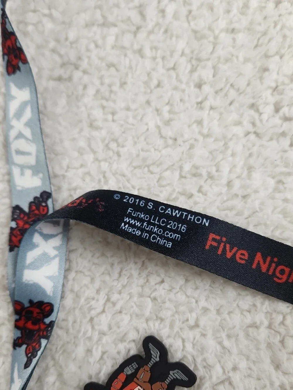 Foxy Five Nights At Freddys Black Red Character Lanyard with Badge Holder